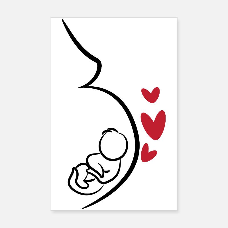 Babybauch Schwangerschaft Herz Mutter Schwanger Poster 20x30 cm