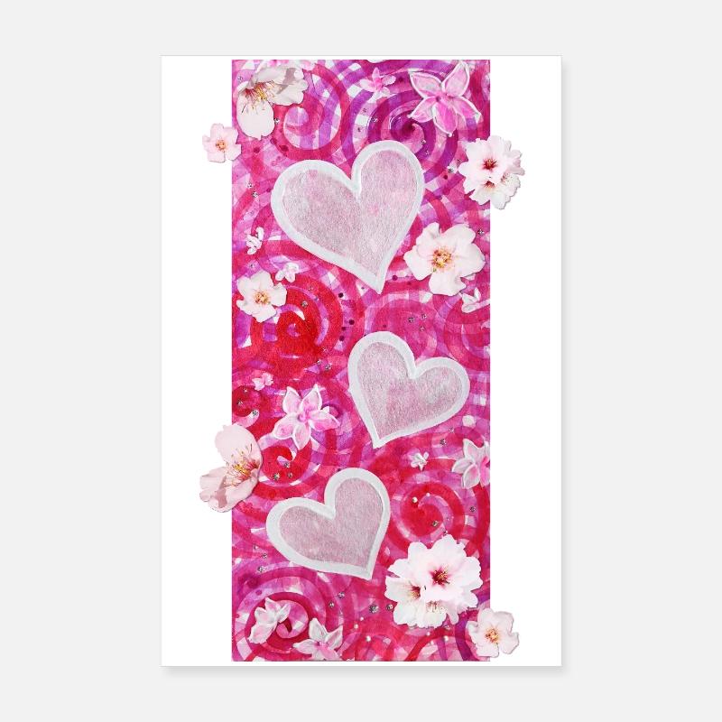 Coeurs en fleurs d’amandier - Sonja Ariel von Staden - Poster 20 x 30 cm - blanc