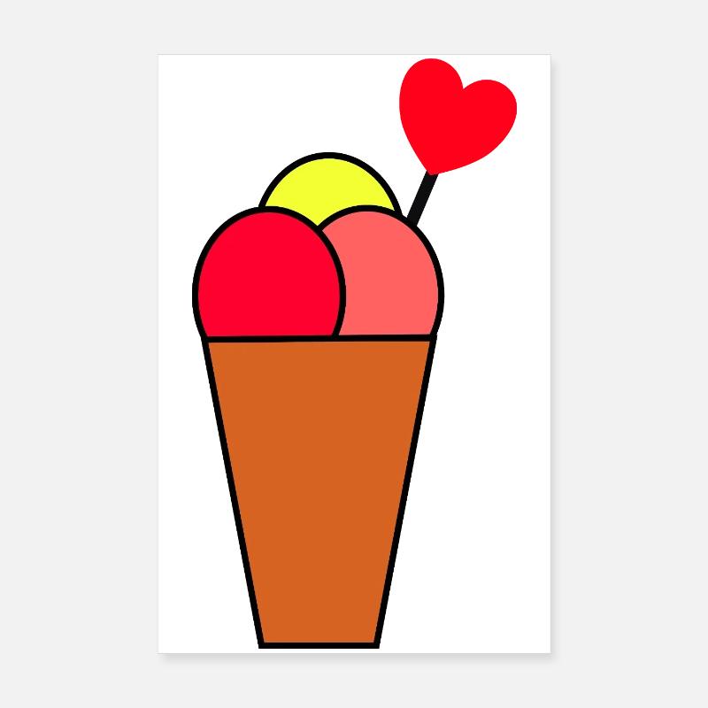 Herz im Eisbecher Eis Poster 20x30 cm