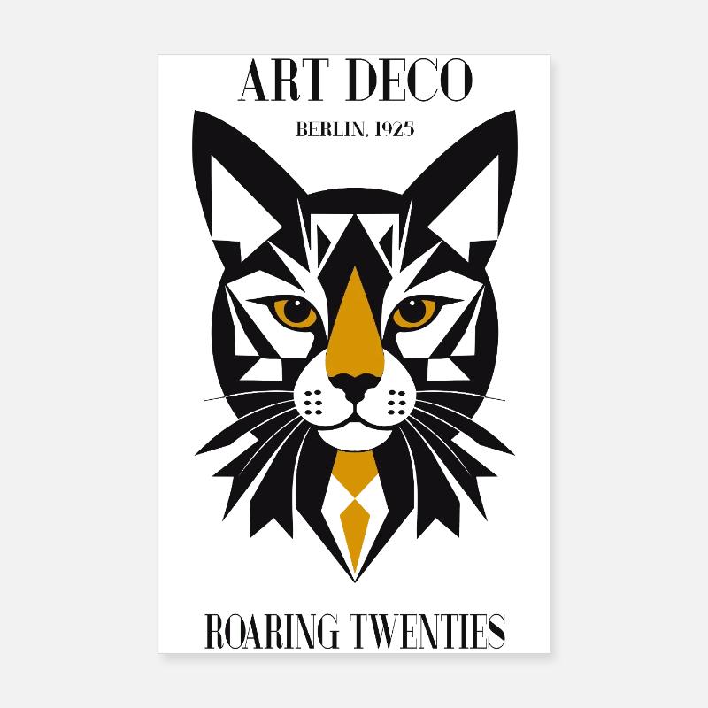 Chat Art Déco Poster 20 x 30 cm
