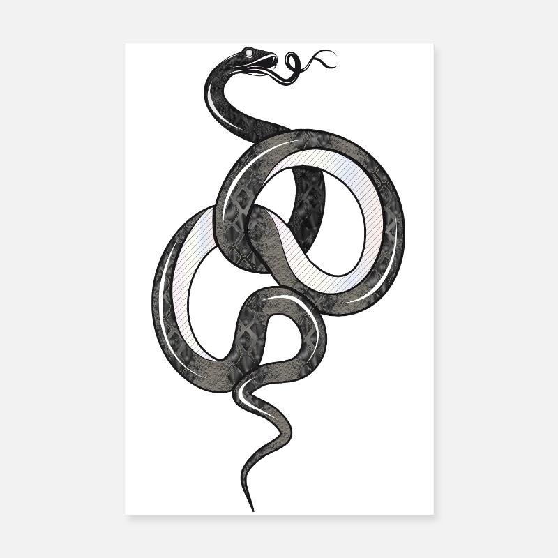 Fascinating snake in black glossy structure Poster 8" x 12" (20x30 cm)
