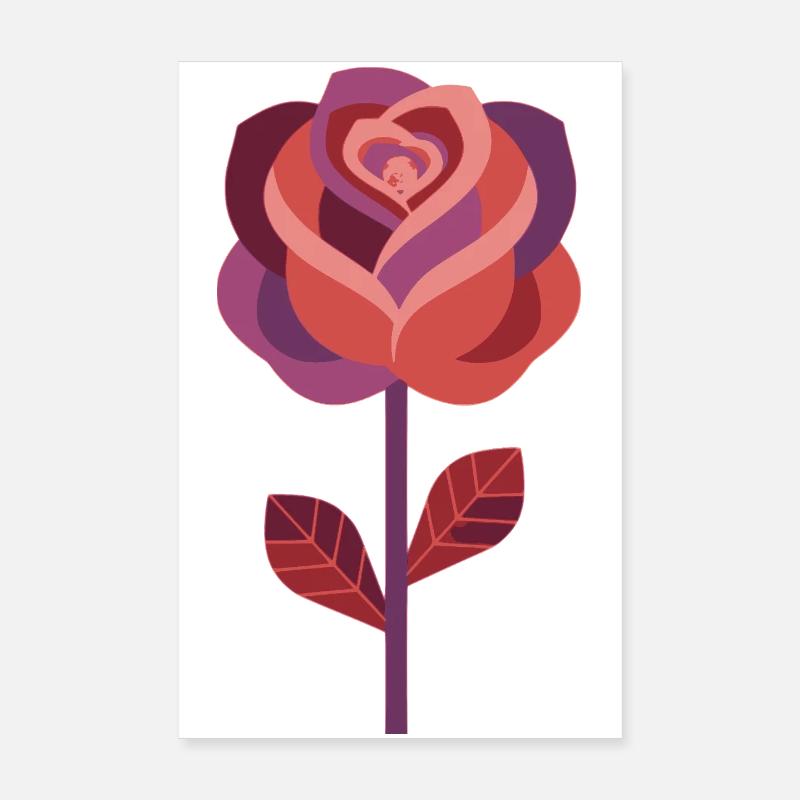Rose graphique dans des tons rouges chauds Poster 20 x 30 cm