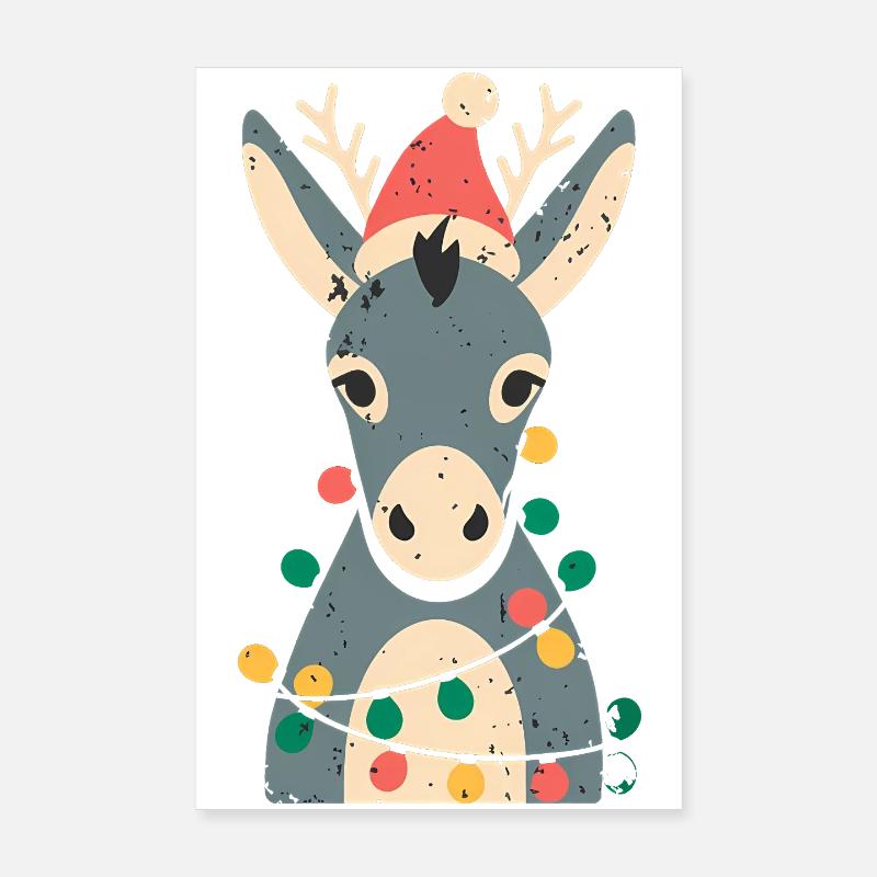 Mignon âne elfe Noël Poster 20 x 30 cm
