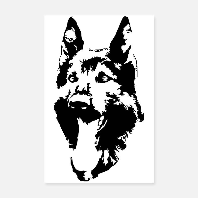 German Shepherd Head - Poster 8" x 12" (20x30 cm) - white