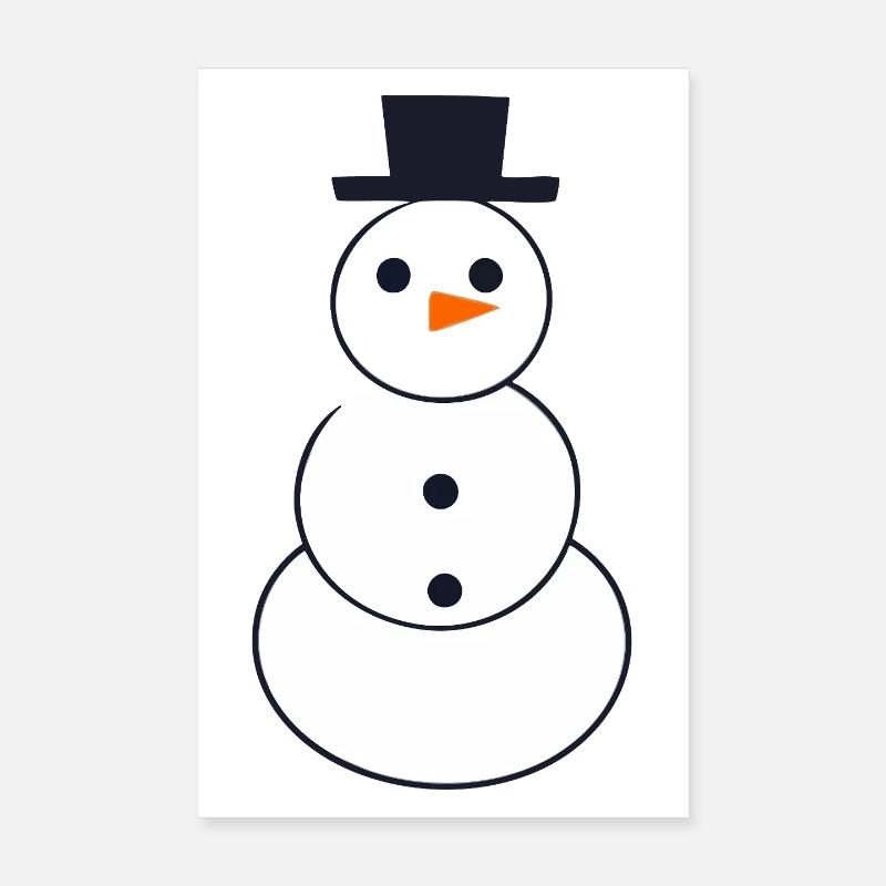 Minimalistische Schneemannkunst Poster 20x30 cm