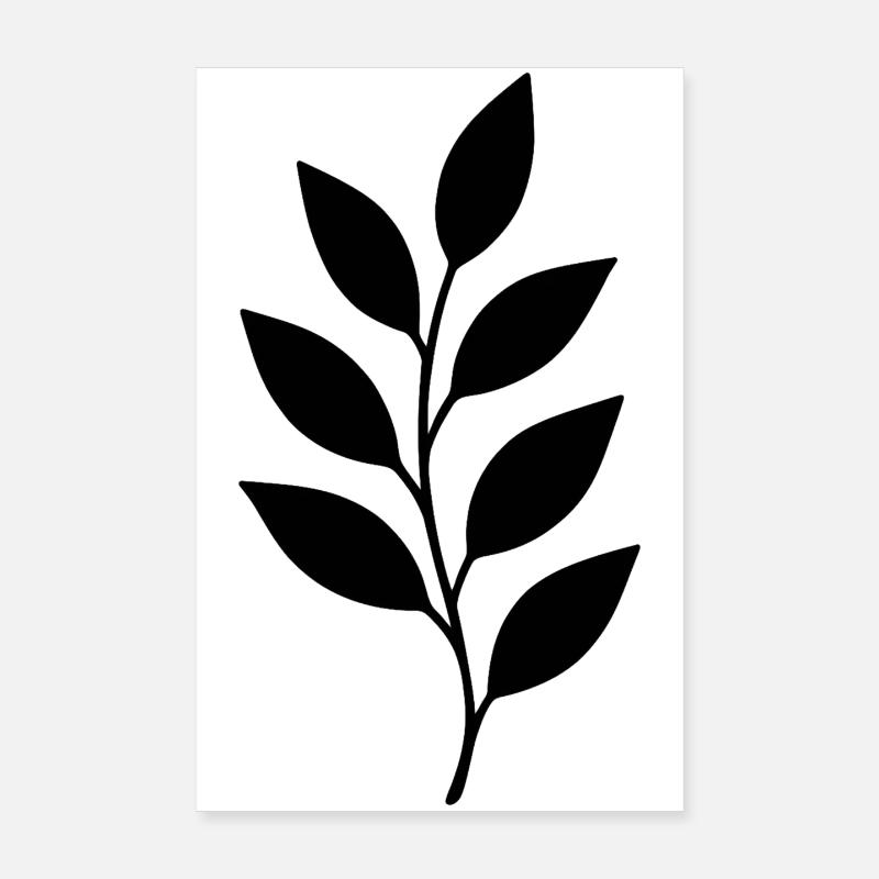 Silhouette de branche avec feuilles Poster 20 x 30 cm