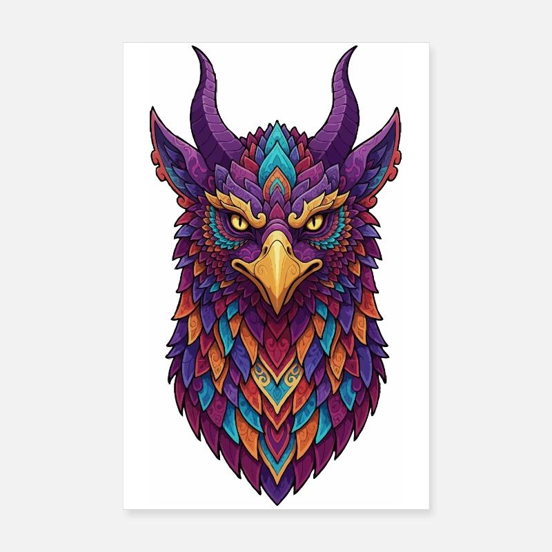 Hibou coloré avec des cornes Poster 20 x 30 cm