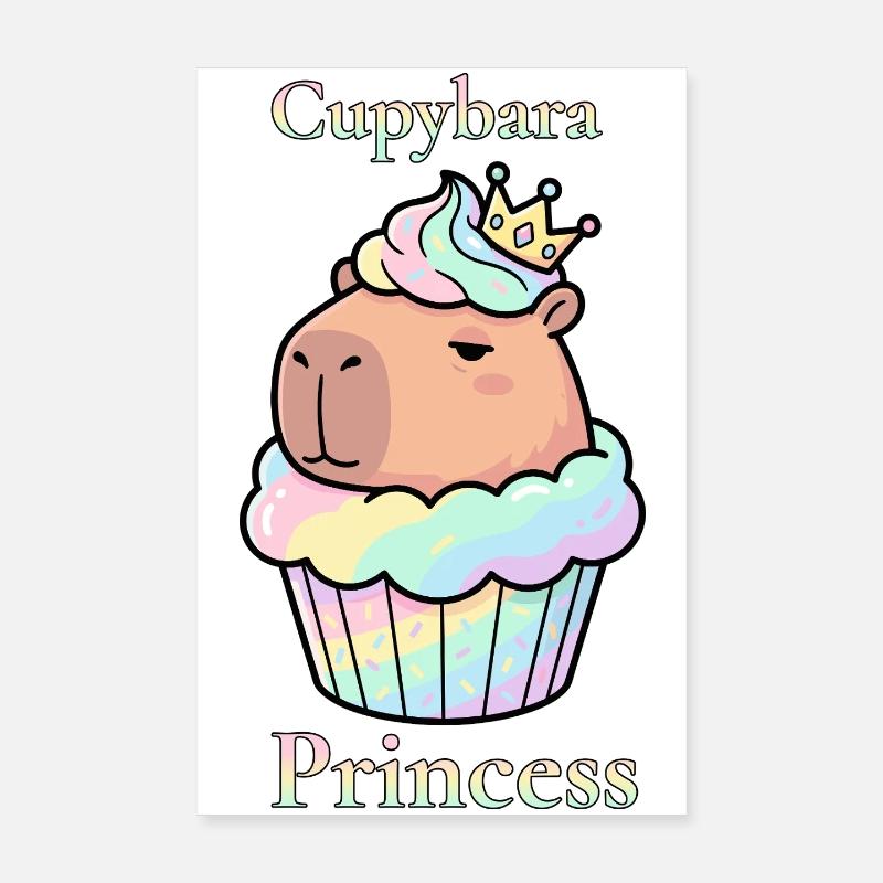 Cupcake Princesse Capybara avec couronne Poster 20 x 30 cm