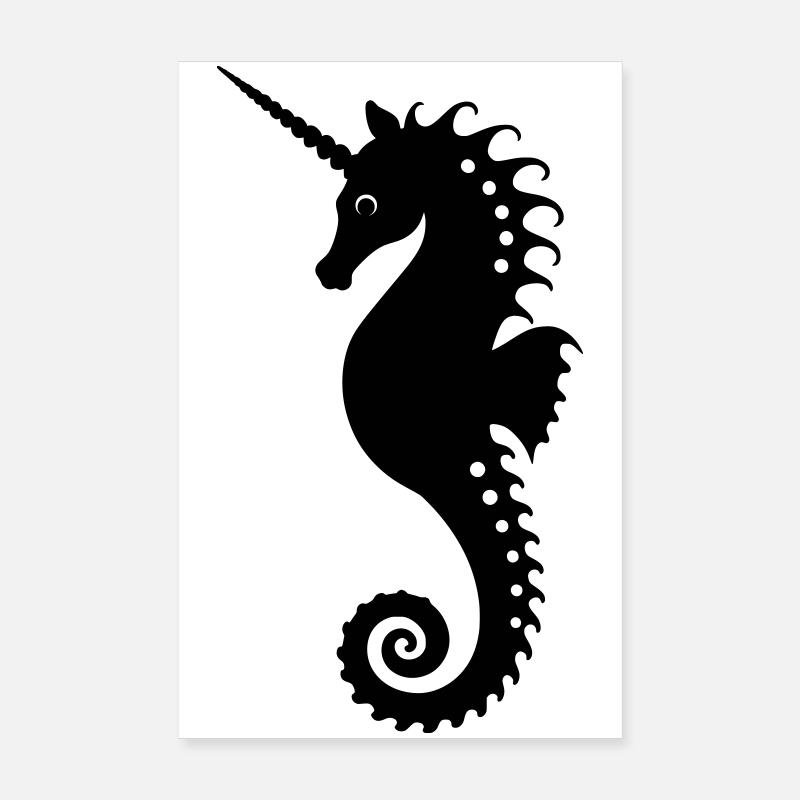 Élégant hippocampe licorne Poster 20 x 30 cm