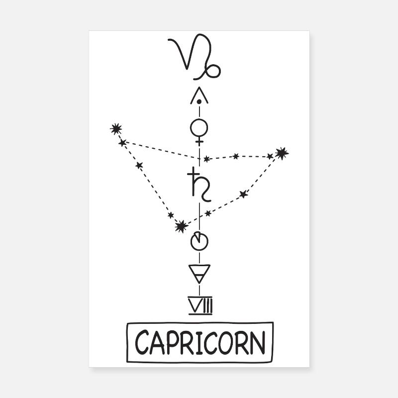 Capricorne - Zodiaque Capricorne - Noir Poster 20 x 30 cm