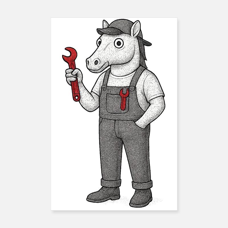Pferdemechaniker mit Schraubenschlüssel Poster 20x30 cm