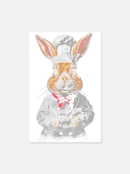Chef Rabbit - Poster 20x30 cm - Weiß