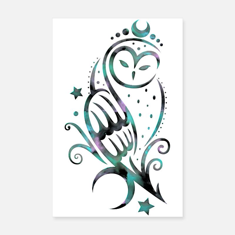 Eule Schneeeule Watercolor Poster 20x30 cm
