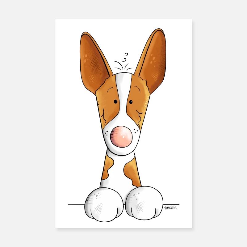 Neugieriger Podenco - Poster 20x30 cm - Weiß
