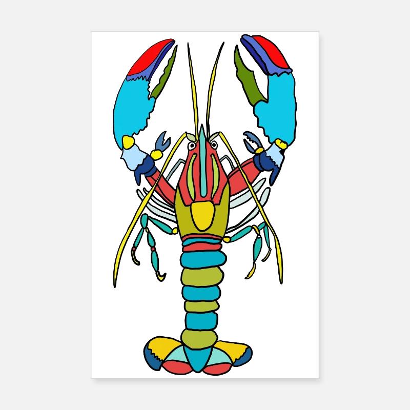 Crabe coloré style néon - Poster 20 x 30 cm - blanc