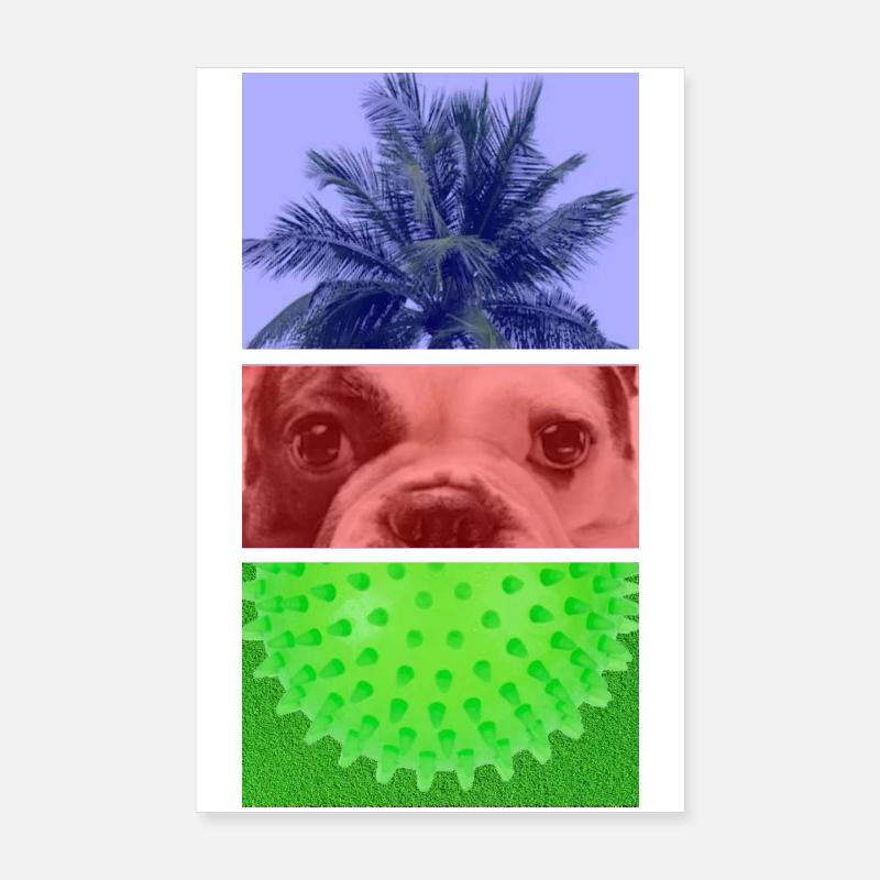 Triptych Palm Tree – Dog – Spikes Poster 8" x 12" (20x30 cm)