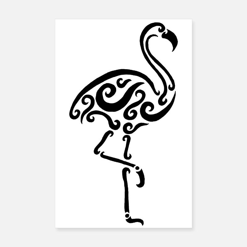 Schwarzer Flamingo - Poster 20x30 cm - Weiß