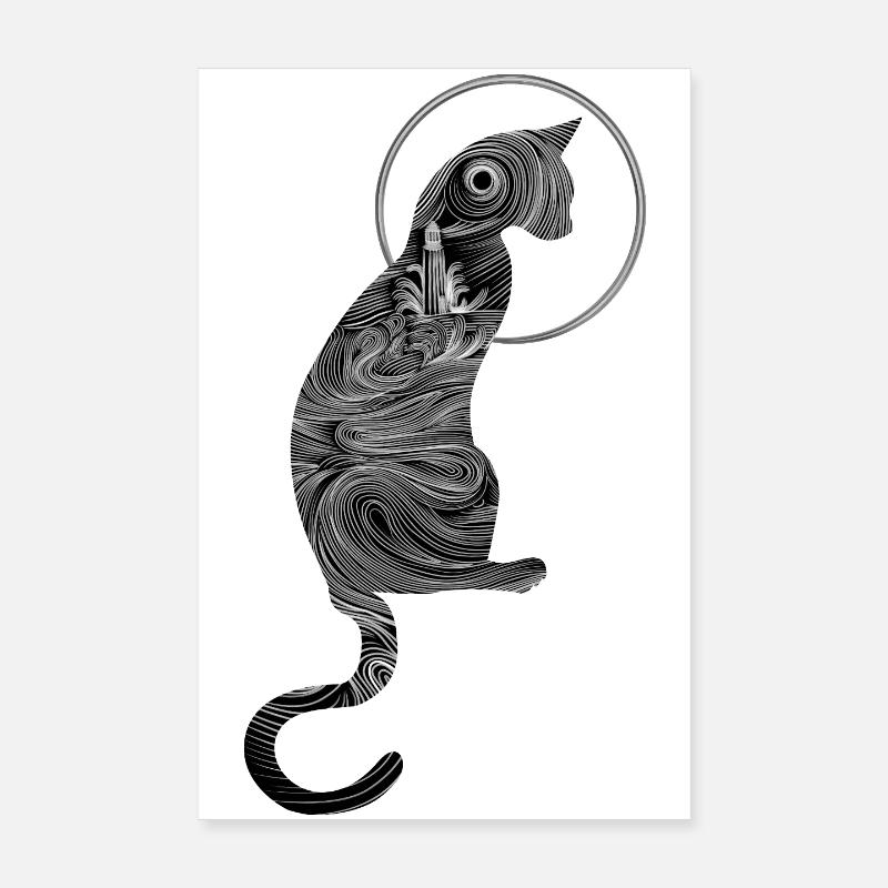 Chat océanique abstrait Poster 20 x 30 cm