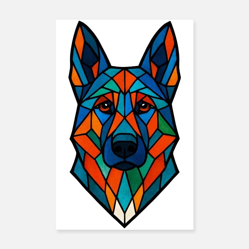 Geometric German Shepherd – Colorful Dog A Poster 8" x 12" (20x30 cm)