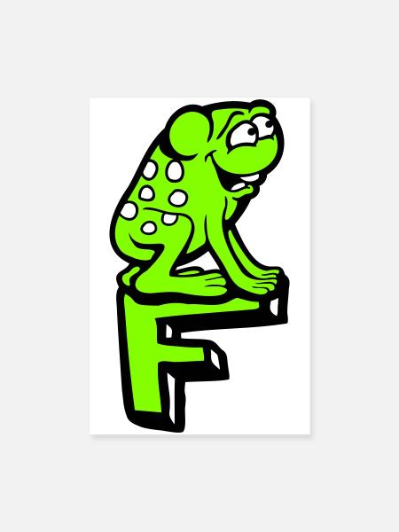 Letter F Frog Toad Name ABC Learning School - Poster 8" x 12" (20x30 cm) - white - Front
