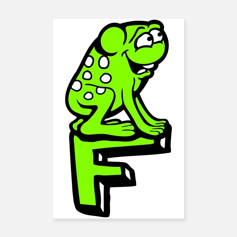 Lettre F Grenouille Crapaud Nom ABC Learning School Poster 20 x 30 cm