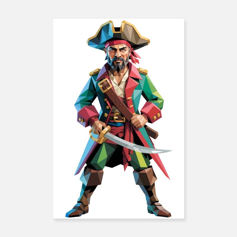 Pirate - Cool Low Poly Logo Poster 20 x 30 cm