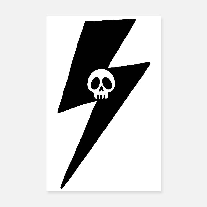 Minimalistischer Schädel Blitz Poster 20x30 cm