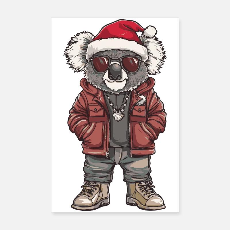 Koala Noël Hiver Poster 20 x 30 cm