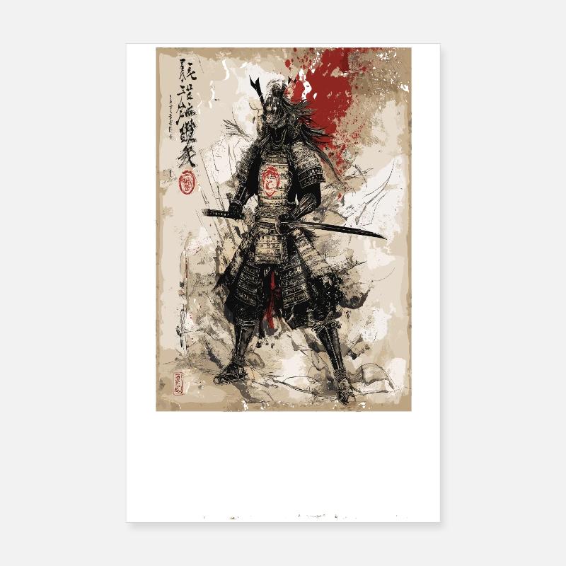 Samurai warriors in traditional armor Poster 8" x 12" (20x30 cm)