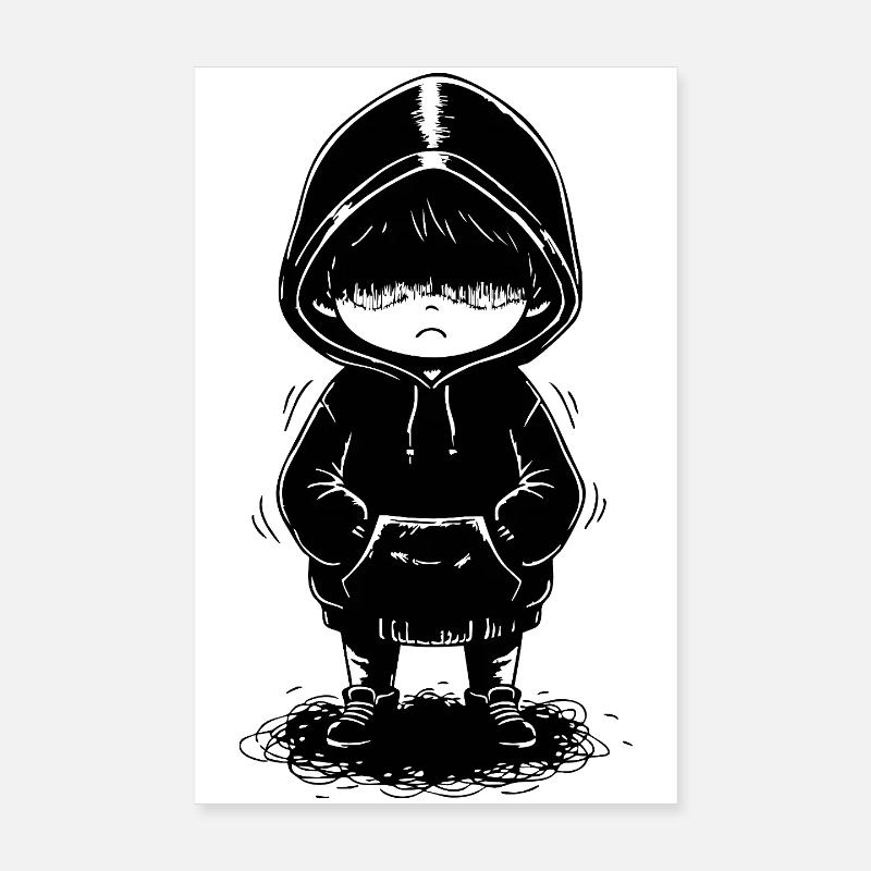Child Hoodie Shadow Face Hidden Poster 8" x 12" (20x30 cm)