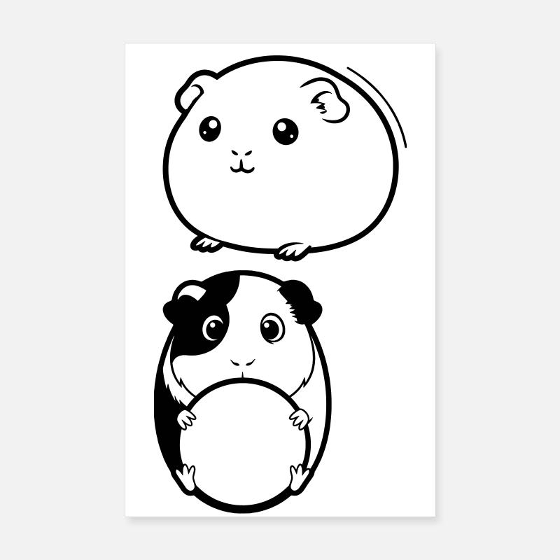 Deux têtes de cochon d’Inde Poster 20 x 30 cm