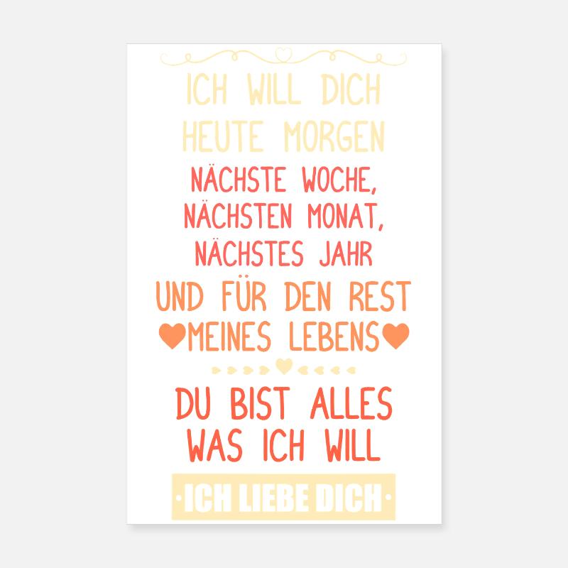 Ich will dich heute morgen nächste Woche Poster 20x30 cm