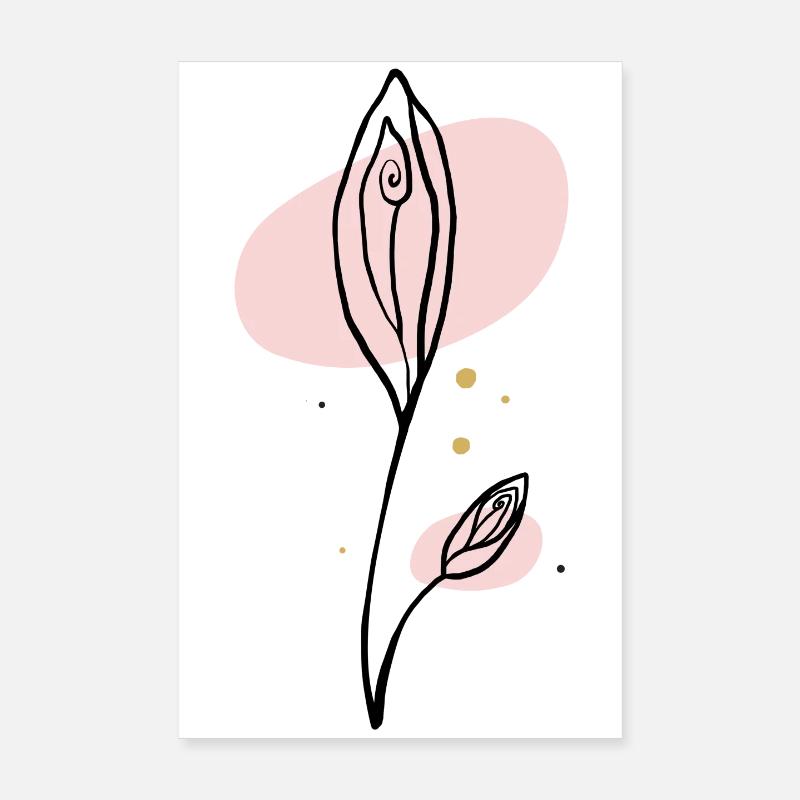 Pink Abstract Leaf Line Art Poster 8" x 12" (20x30 cm)