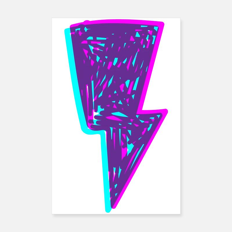 Psychedelic Neon Beam - Poster 8" x 12" (20x30 cm) - white