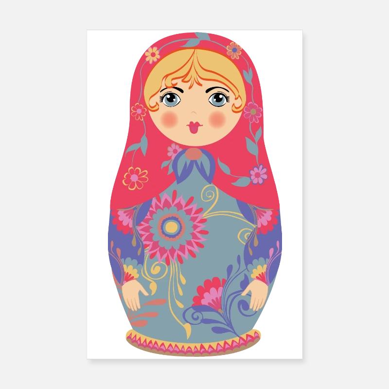 Folk-like Matryoshka / Matryoshka / Matreshka Poster 8" x 12" (20x30 cm)