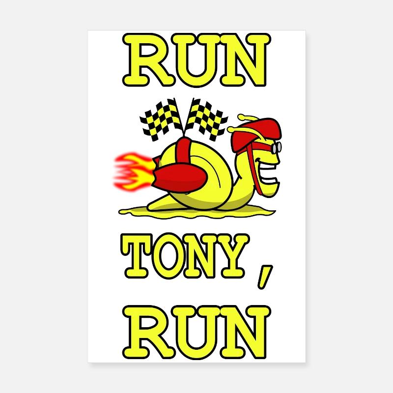 Tony l’escargot jaune de course Poster 20 x 30 cm