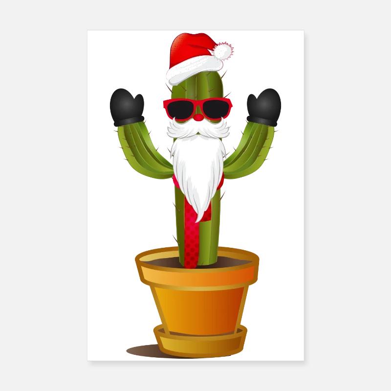 funny Santa Claus cactus for Christmas Poster 8" x 12" (20x30 cm)