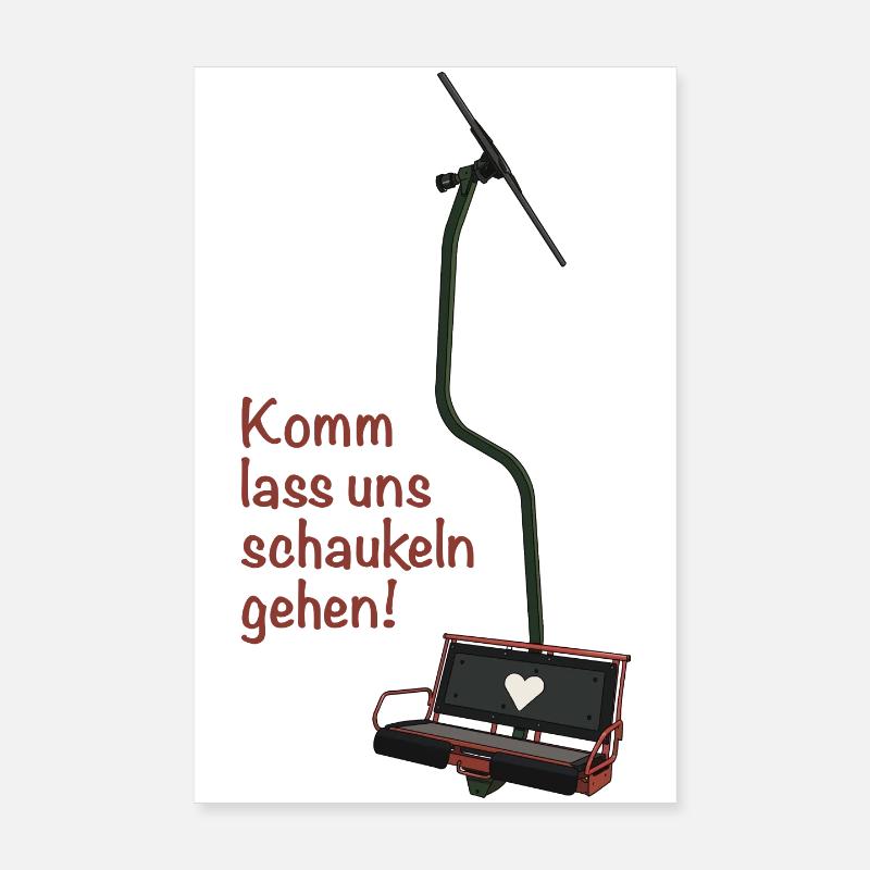 Télésiège double « Allez, on va se balancer ! » Poster 20 x 30 cm