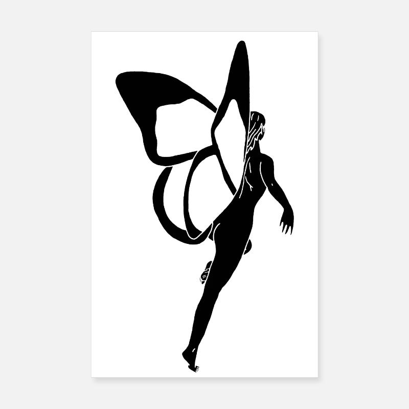 Femme papillon (noir) Poster 20 x 30 cm