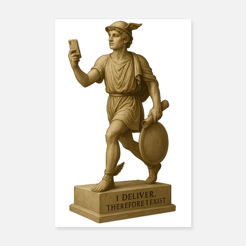 Ancient philosopher figure with smartphone Poster 8" x 12" (20x30 cm)