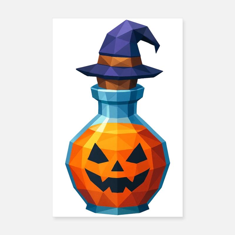 Low poly pumpkin in a witch vial Poster 8" x 12" (20x30 cm)
