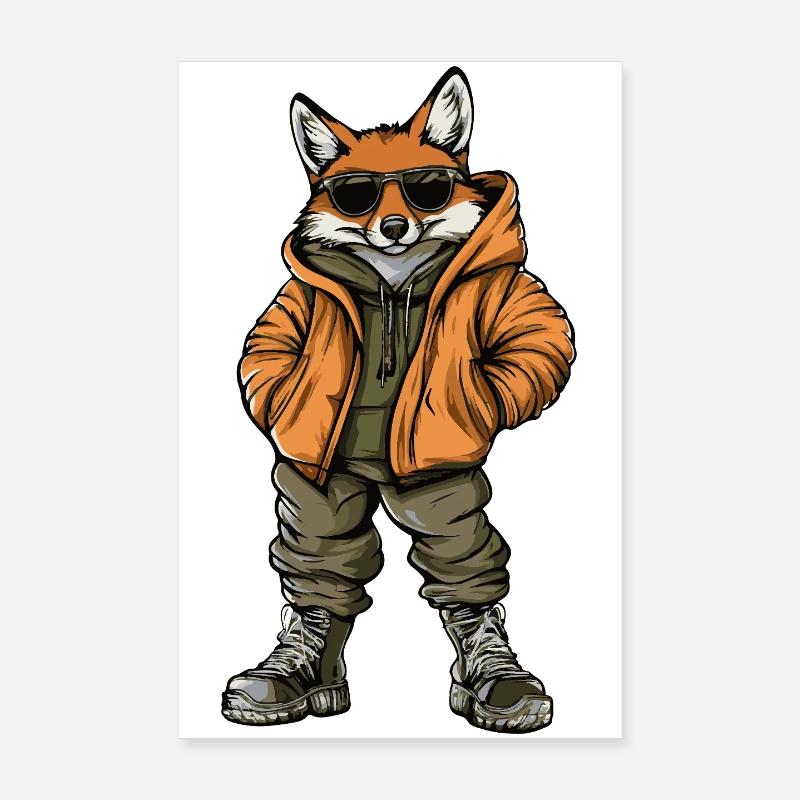 Fox Cool Hiver Poster 20 x 30 cm