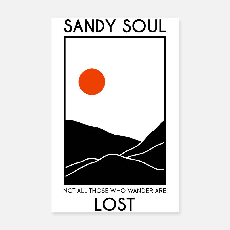 Déserts de sable / dunes de sable avec un soleil rouge Poster 20 x 30 cm