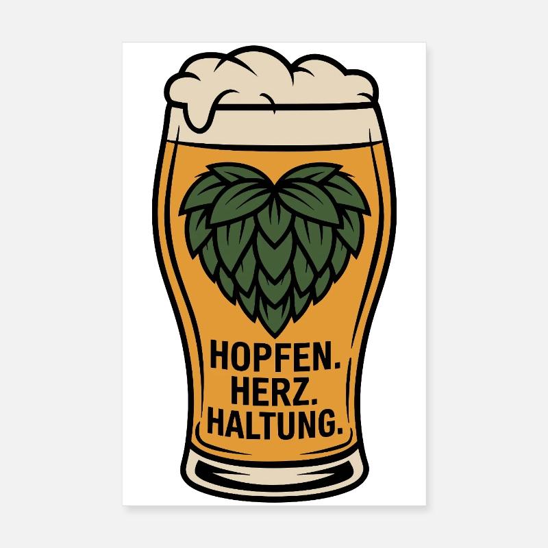 Motif de bière artisanale Attitude Hops Heart Poster 20 x 30 cm