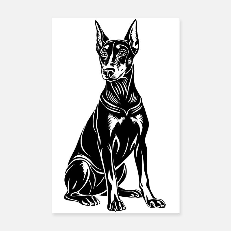 Doberman sitting Poster 8" x 12" (20x30 cm)