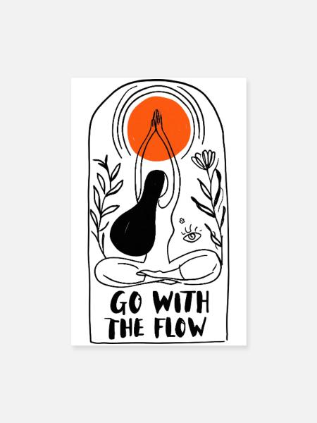 Go with the flow - Poster 20x30 cm - Weiß - Vorne