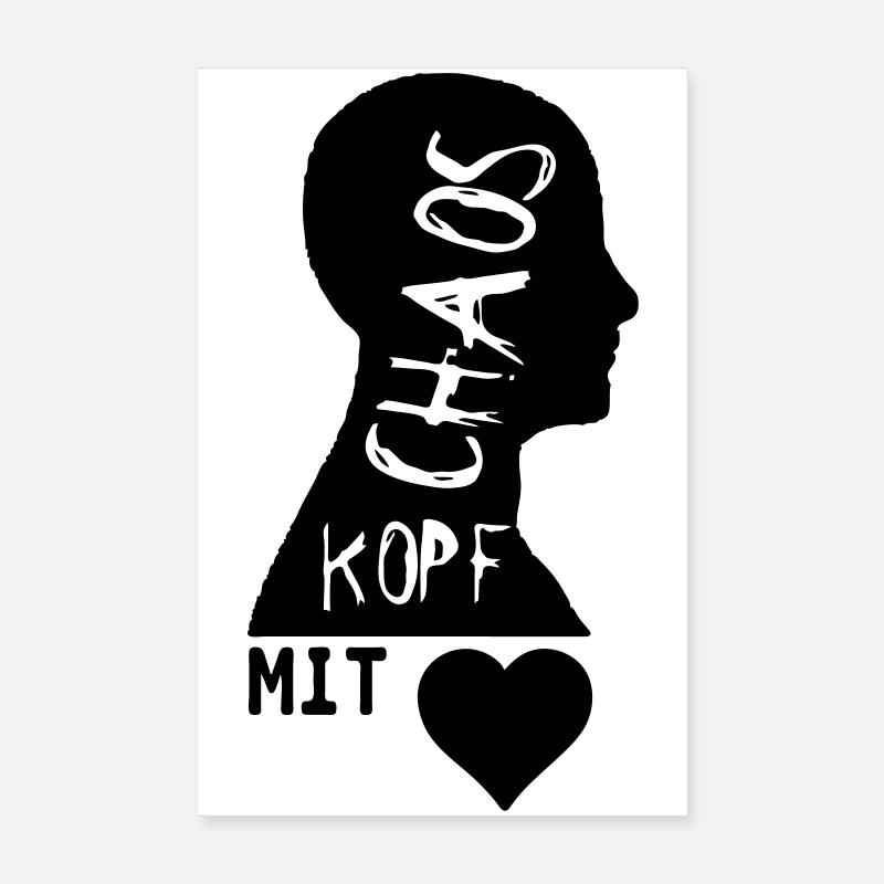 Chaoskopf mit Herz Geschenk Poster 20x30 cm