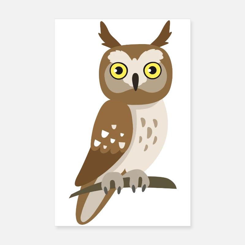 Süße Eule – niedliche Tier Illustration - Poster 20x30 cm - Weiß