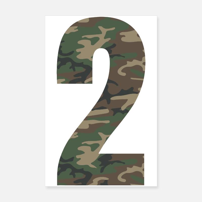 Tough number 2 in camouflage pattern! Poster 8" x 12" (20x30 cm)