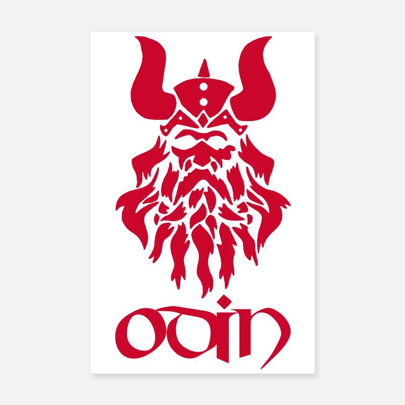 Norse God Odin (red) Poster 8" x 12" (20x30 cm)